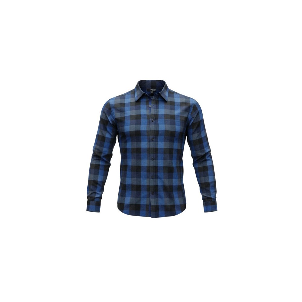 Murano Button Down Shirt Mens XL Blue Black Buffalo Plaid Liquid Luxury Cotton